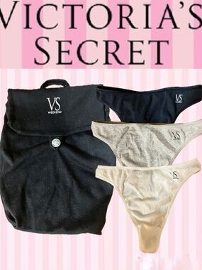 Vintage 1996 Victoria’s Secret ‘VS Weekend’ 3-Pack Cotton Thongs & Pouch Set